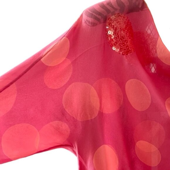 Genny Women's Pink Coral Sequin Top and Pants Set Made in Italy Designer 12 EUC - Picture 6 of 16